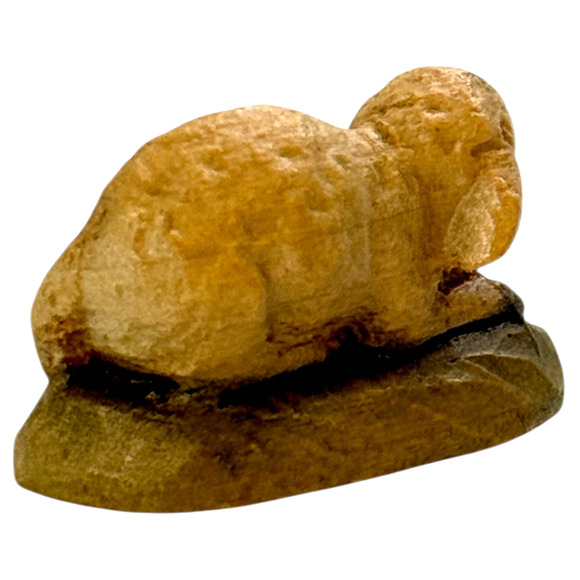 Anri Nativity 3" Scale Lamb Lying Down Sheep Carved Mini Figurine Italy Animal - Picture 7 of 10